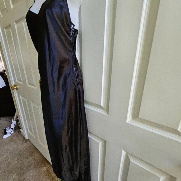 Vintage Victoria's Secret Y2K Black Maxi Slip Dress Lace Up Sides Size Medium - Picture 3 of 14